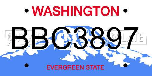 BBC3897 Washington License Plate