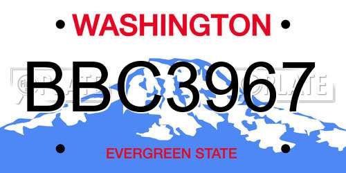 BBC3967 Washington License Plate