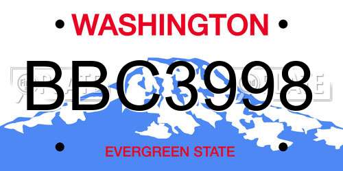 BBC3998 Washington License Plate