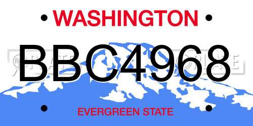 BBC4968 Washington License Plate