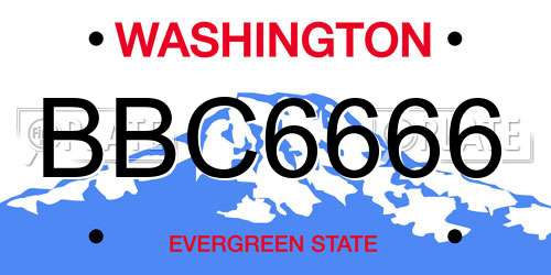 BBC6666 Washington License Plate