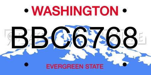 BBC6768 Washington License Plate