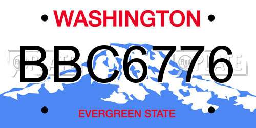 BBC6776 Washington License Plate