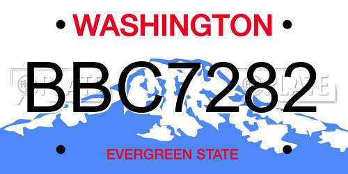 BBC7282 Washington License Plate