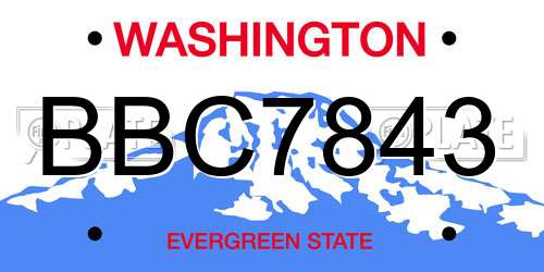 BBC7843 Washington License Plate
