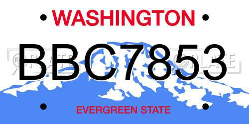 BBC7853 Washington License Plate