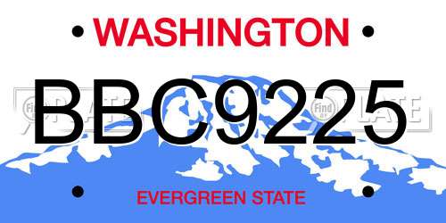 BBC9225 Washington License Plate