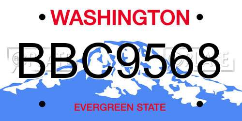 BBC9568 Washington License Plate