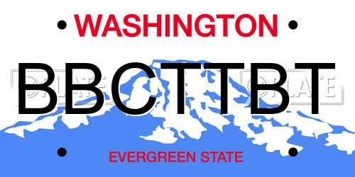 BBCTTBT Washington License Plate