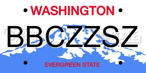 BBCZZSZ Washington License Plate
