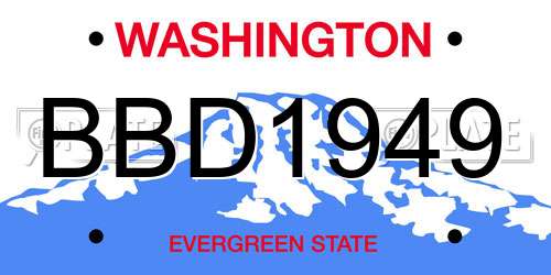BBD1949 Washington License Plate