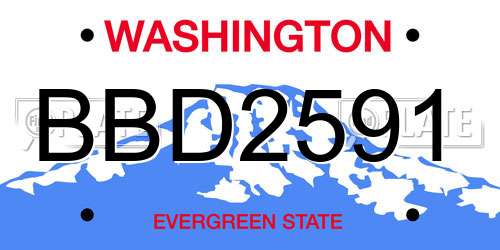 BBD2591 Washington License Plate