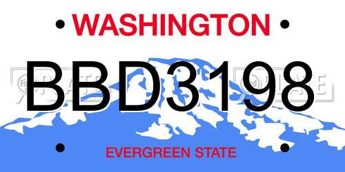 BBD3198 Washington License Plate