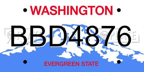 BBD4876 Washington License Plate