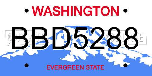 BBD5288 Washington License Plate