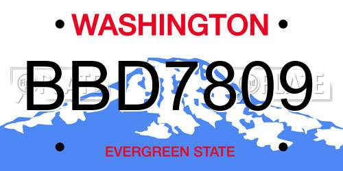 BBD7809 Washington License Plate
