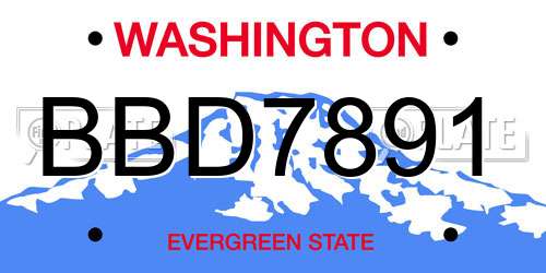 BBD7891 Washington License Plate