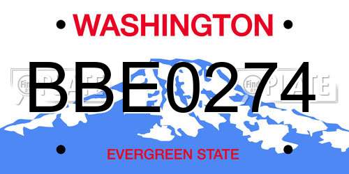 BBE0274 Washington License Plate