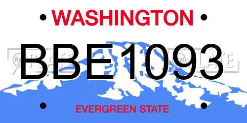 BBE1093 Washington License Plate