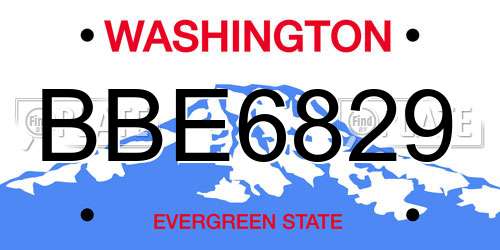 BBE6829 Washington License Plate