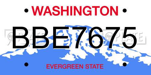 BBE7675 Washington License Plate