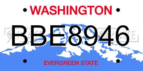 BBE8946 Washington License Plate