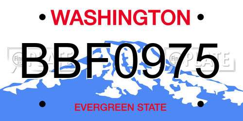 BBF0975 Washington License Plate