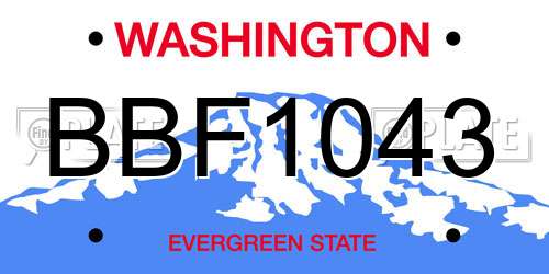 BBF1043 Washington License Plate