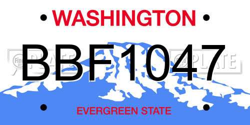 BBF1047 Washington License Plate