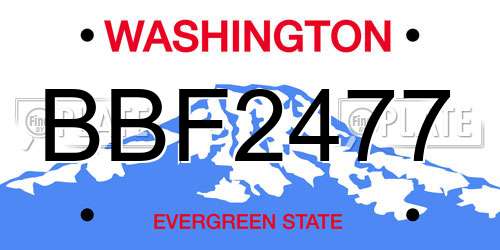 BBF2477 Washington License Plate