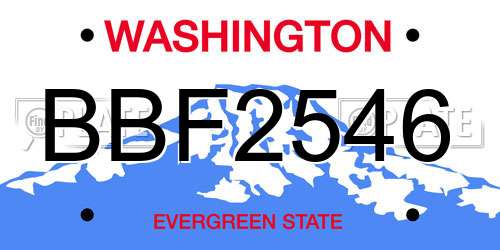 BBF2546 Washington License Plate
