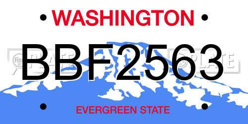 BBF2563 Washington License Plate