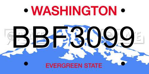 BBF3099 Washington License Plate