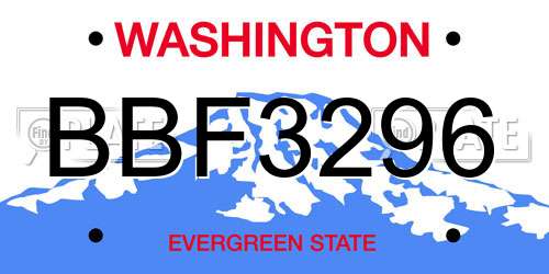 BBF3296 Washington License Plate