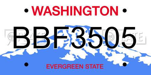 BBF3505 Washington License Plate
