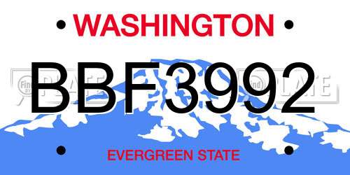 BBF3992 Washington License Plate