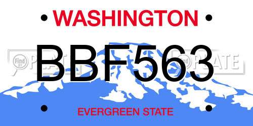 BBF563 Washington License Plate