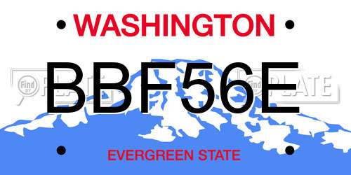 BBF56E Washington License Plate