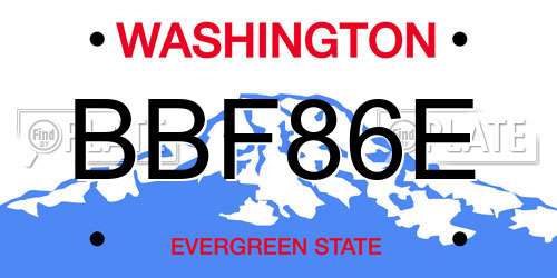 BBF86E Washington License Plate