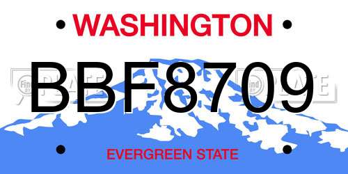 BBF8709 Washington License Plate