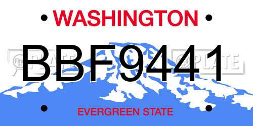 BBF9441 Washington License Plate