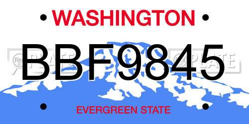 BBF9845 Washington License Plate