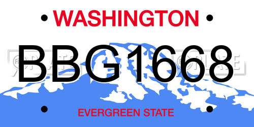 BBG1668 Washington License Plate