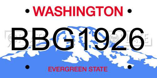 BBG1926 Washington License Plate