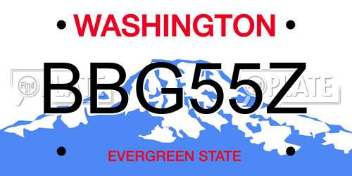 BBG55Z Washington License Plate