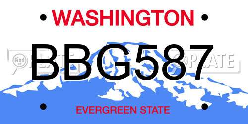 BBG587 Washington License Plate