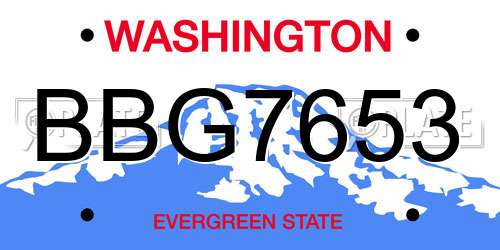 BBG7653 Washington License Plate
