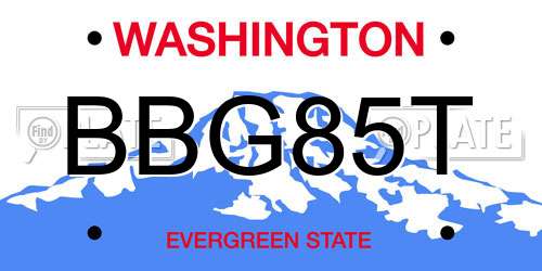 BBG85T Washington License Plate