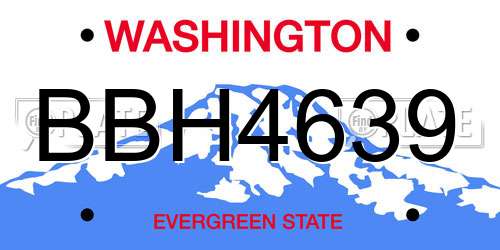 BBH4639 Washington License Plate