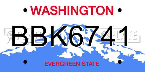 BBK6741 Washington License Plate